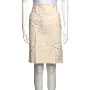 Tibi Cream Embroidered Pencil Skirt
